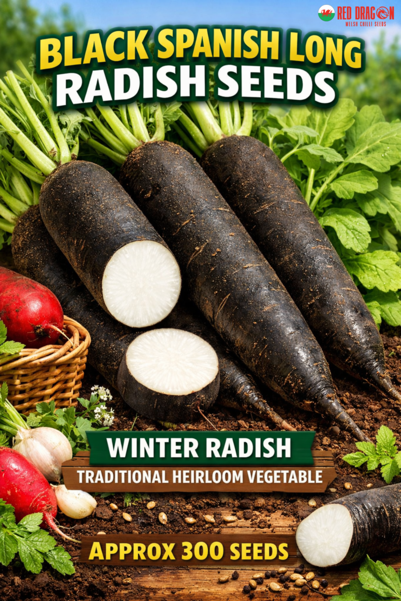 Black Ragfish Black Spanish Long Radish Seeds - Traditional winter radish with bold ...