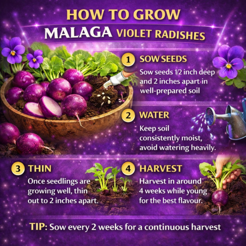 Violet Raddish Malaga Violet Radish Seeds - Striking purple radish with crisp texture ...