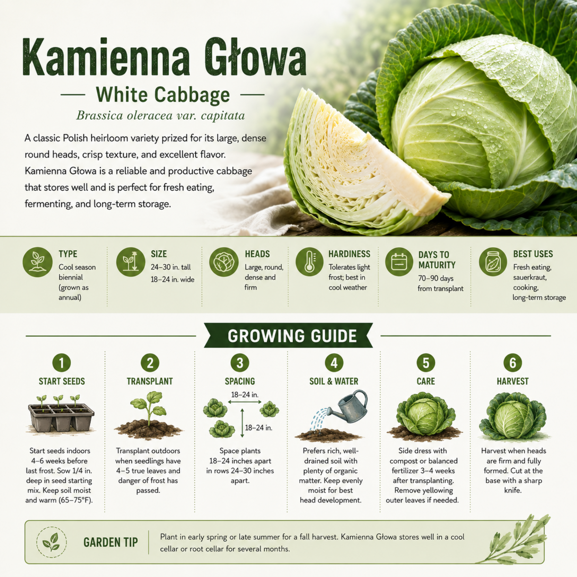 Kamienna Glowa Stone Head White Cabbage Seeds - Image 2