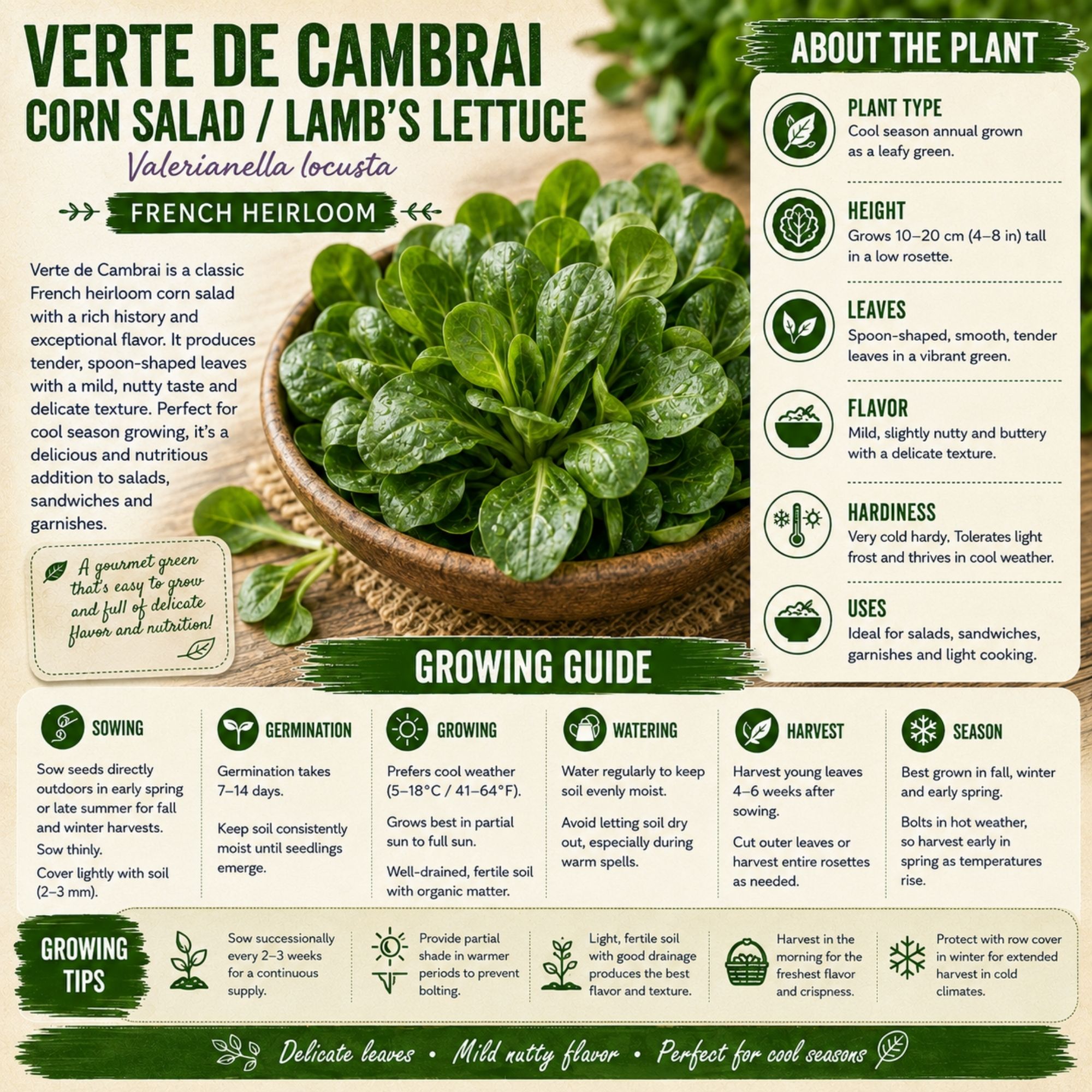 Verte de Cambrai Corn Salad / Lamb's Lettuce Seeds - Image 2