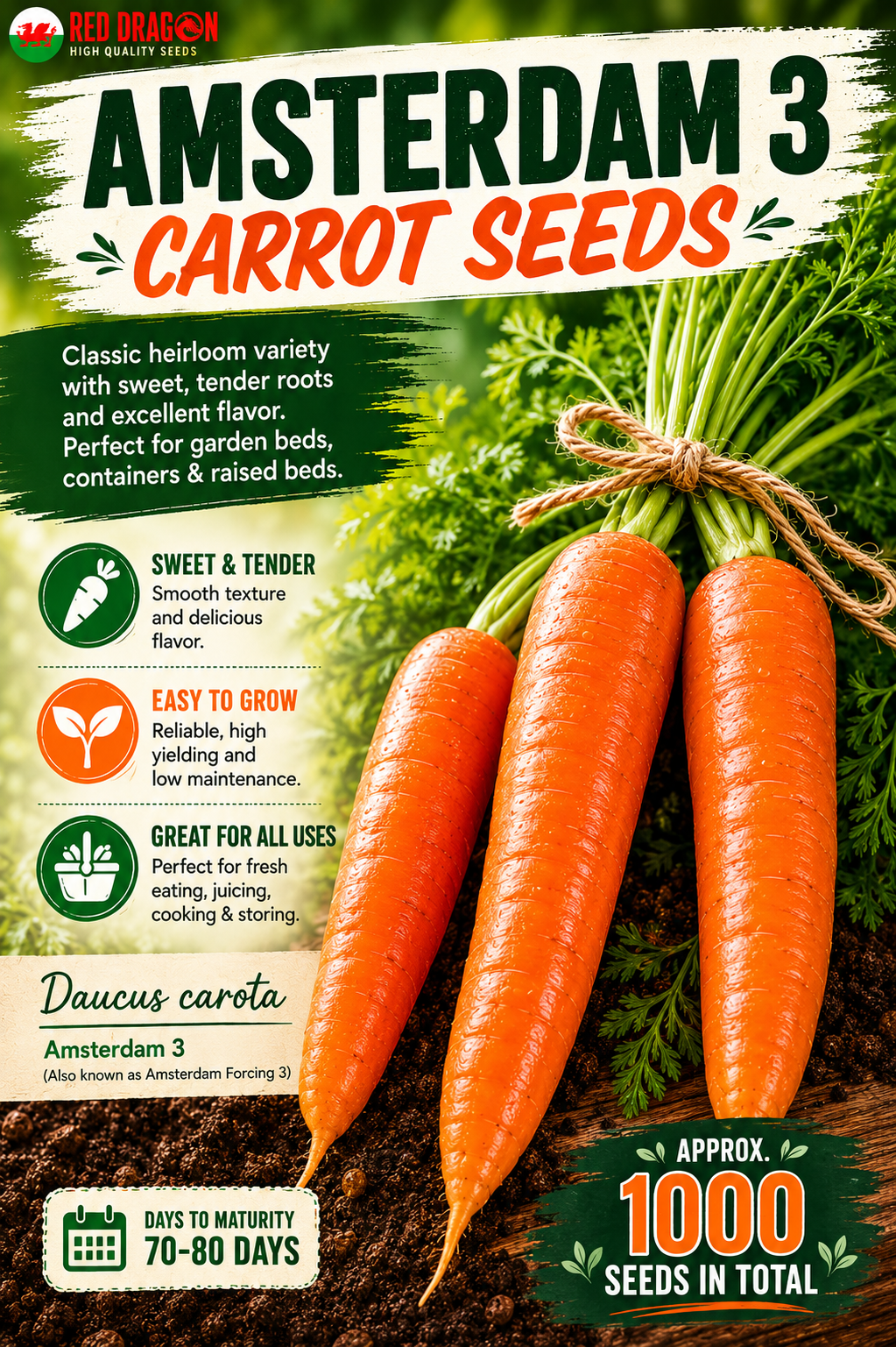 Amsterdam 3 Carrot Seeds