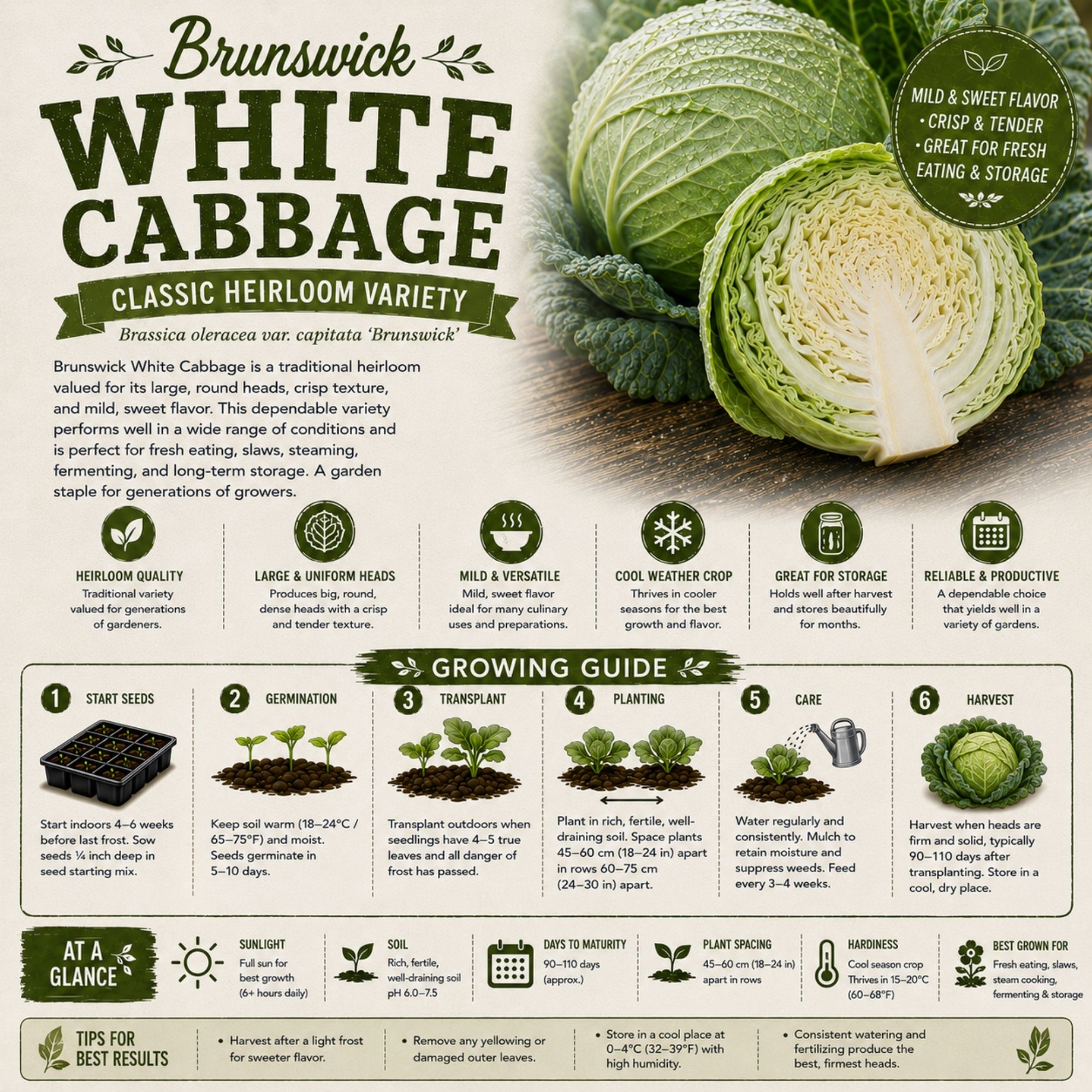 Brunswick White Cabbage Seeds - Image 2