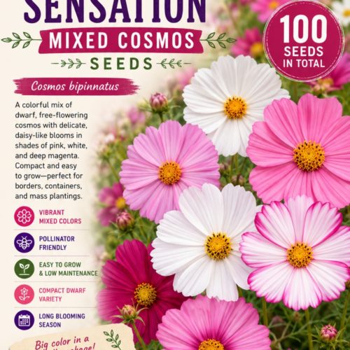 Dwarf Sensation Mixed Cosmos Seeds