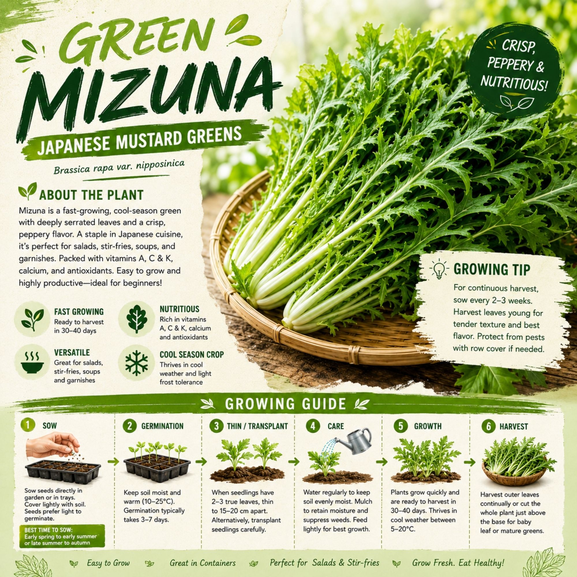 Green Mizuna Seeds - Image 2