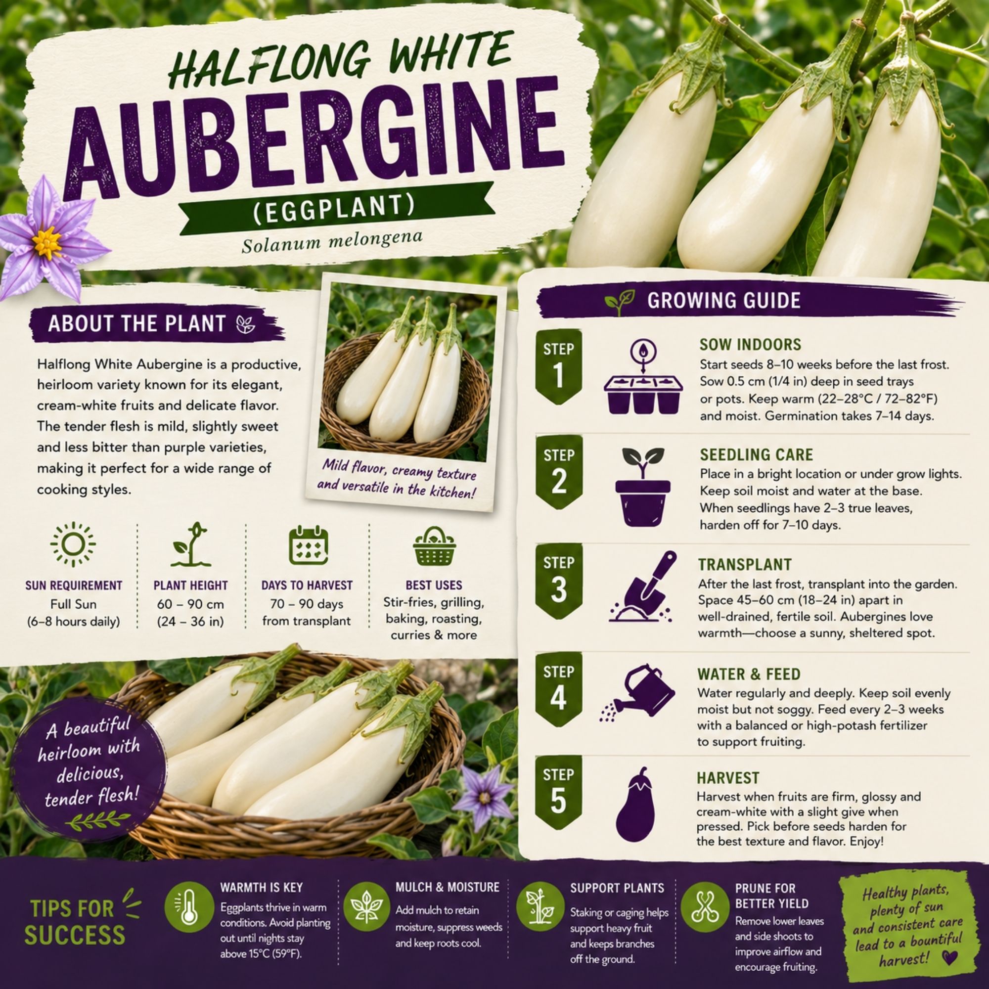 Halflong White Aubergine Seeds - Image 2