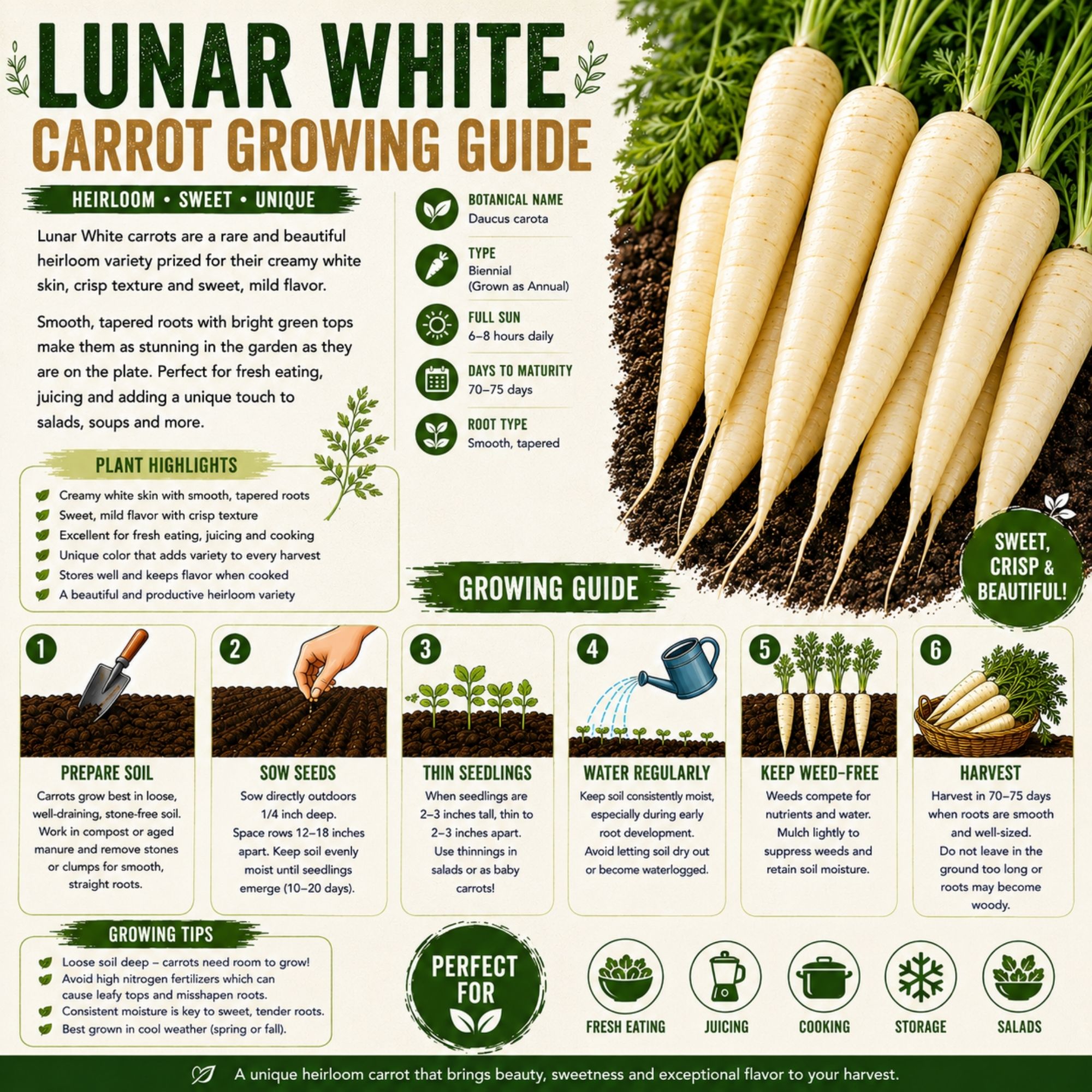 Lunar White Carrot Seeds - Image 2