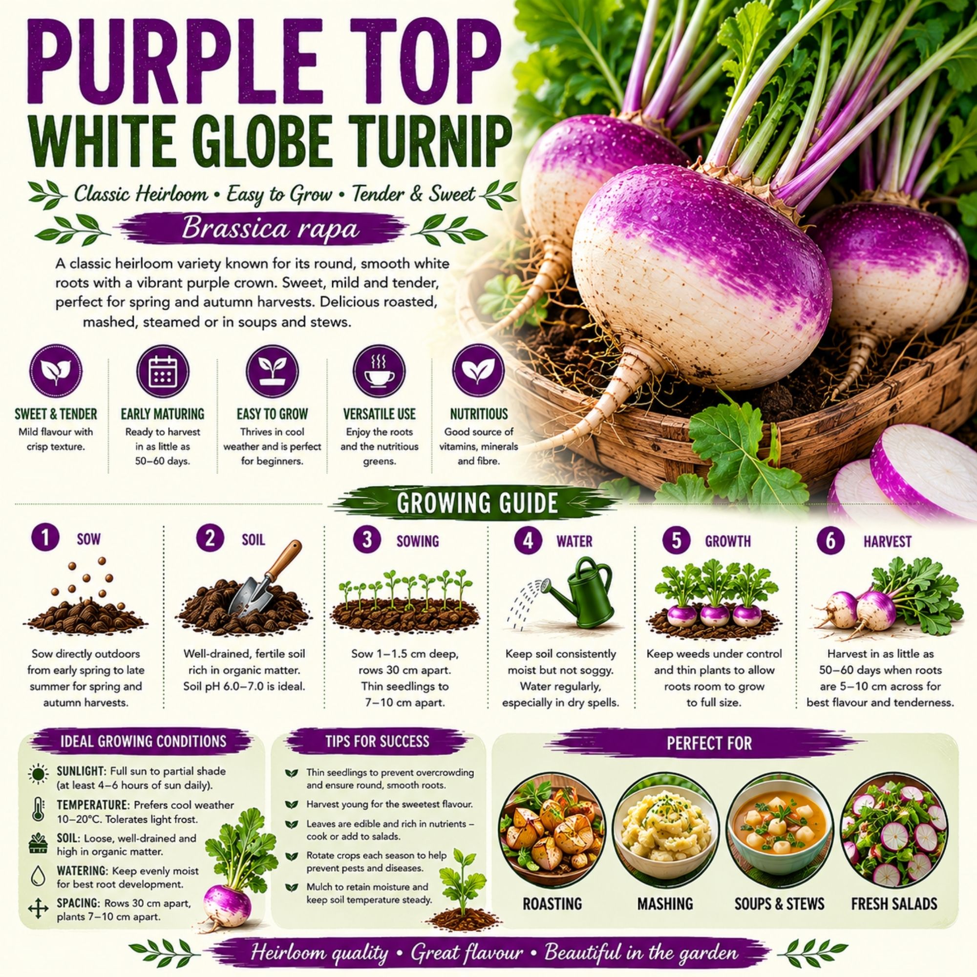 Purple Top White Globe Turnip Seeds - Image 2