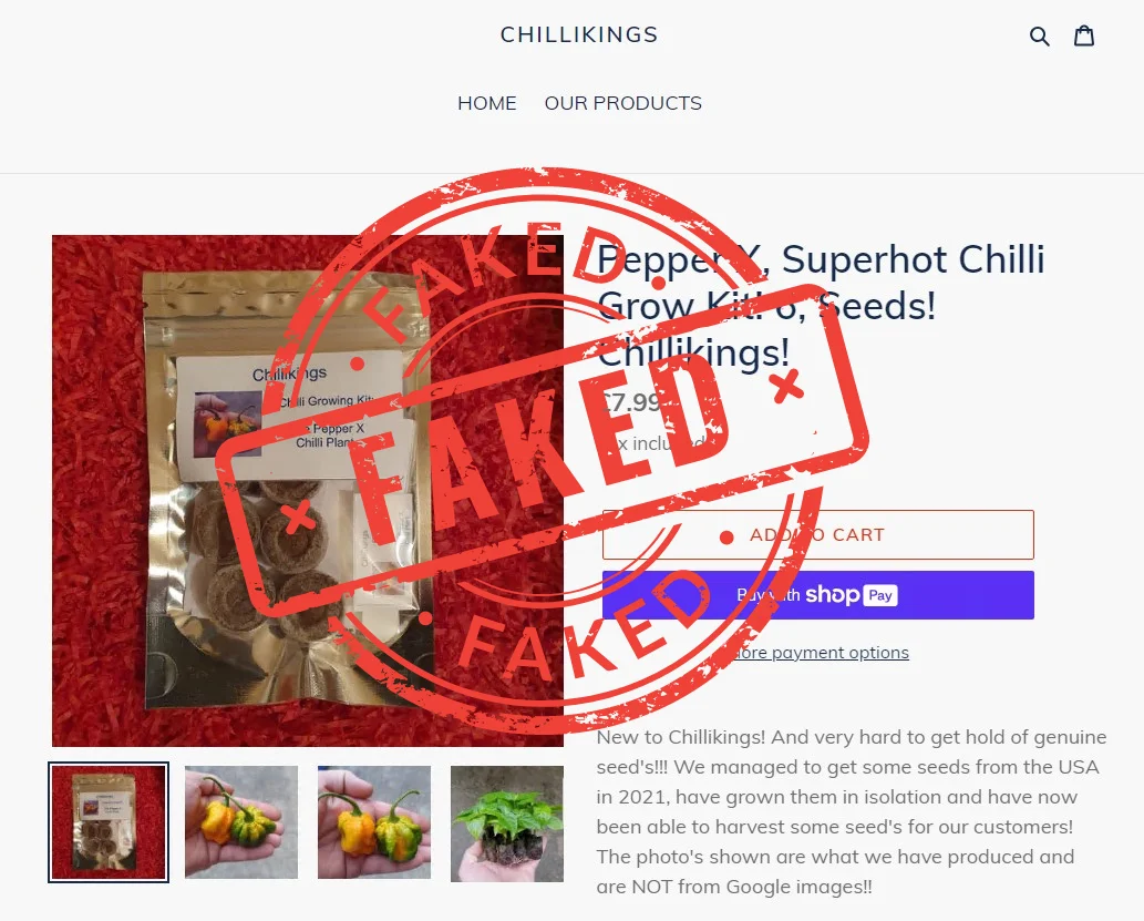 Fake Pepper X Chilli Seeds