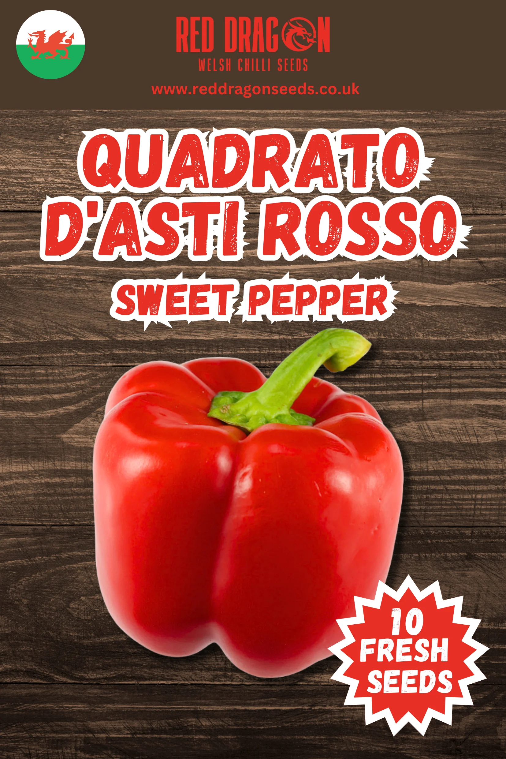 Quadrato D'asti Rosso Sweet Pepper Seeds