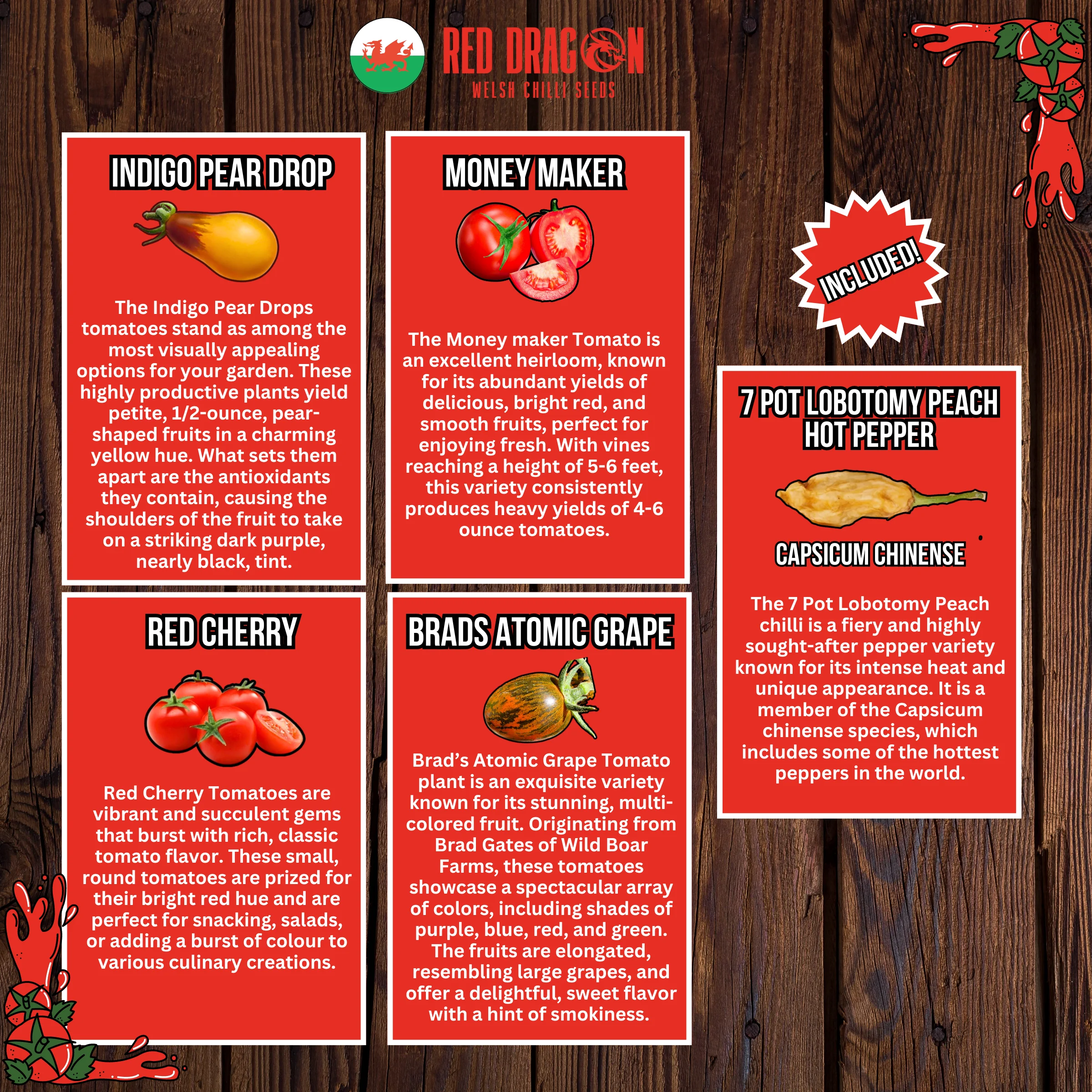 Tomato Quadruple Pack - Indigo Pear Drop, Money Maker, Red Cherry, and Brad's Atomic Grape - Image 3