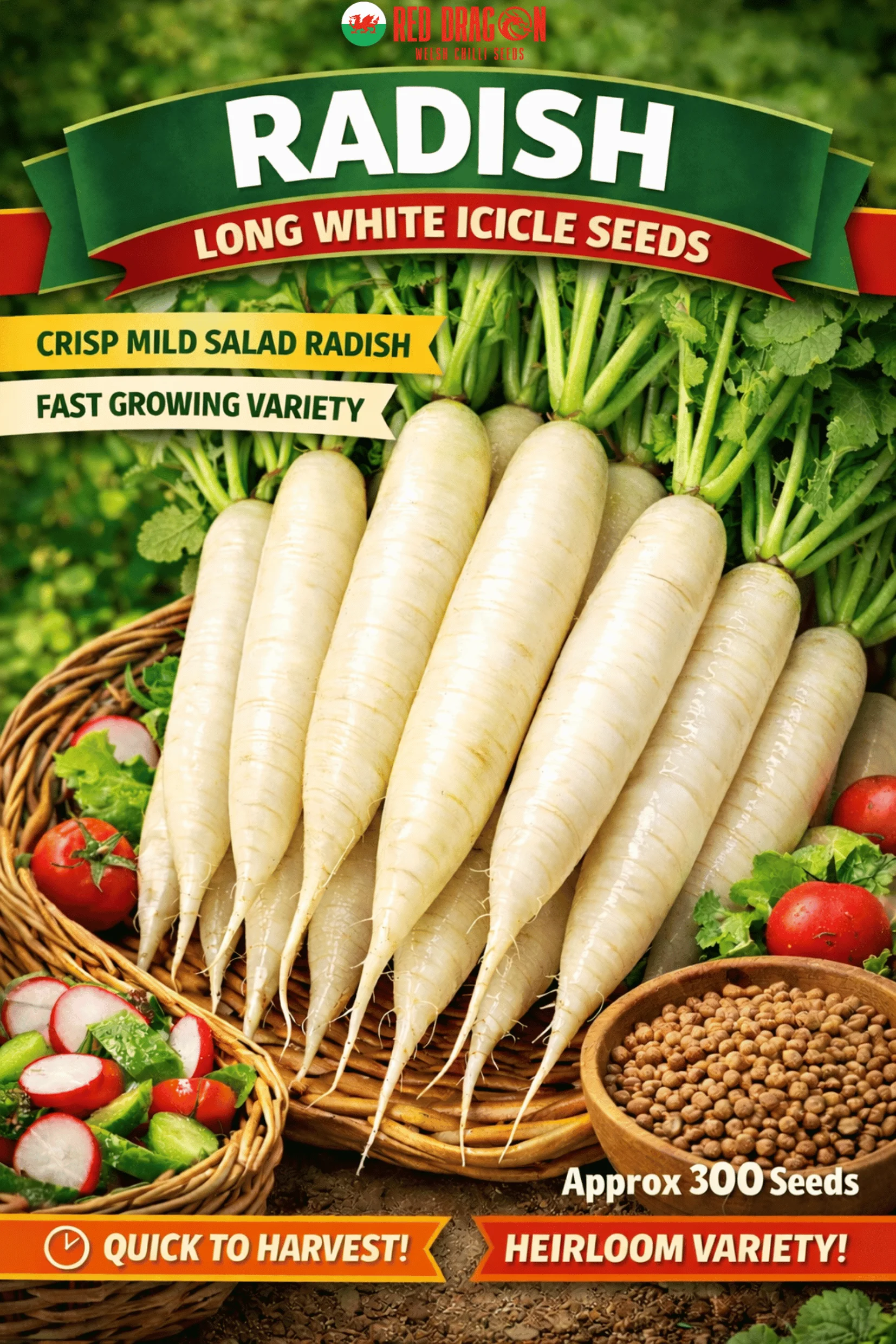 White Long Icicle Radish Seeds