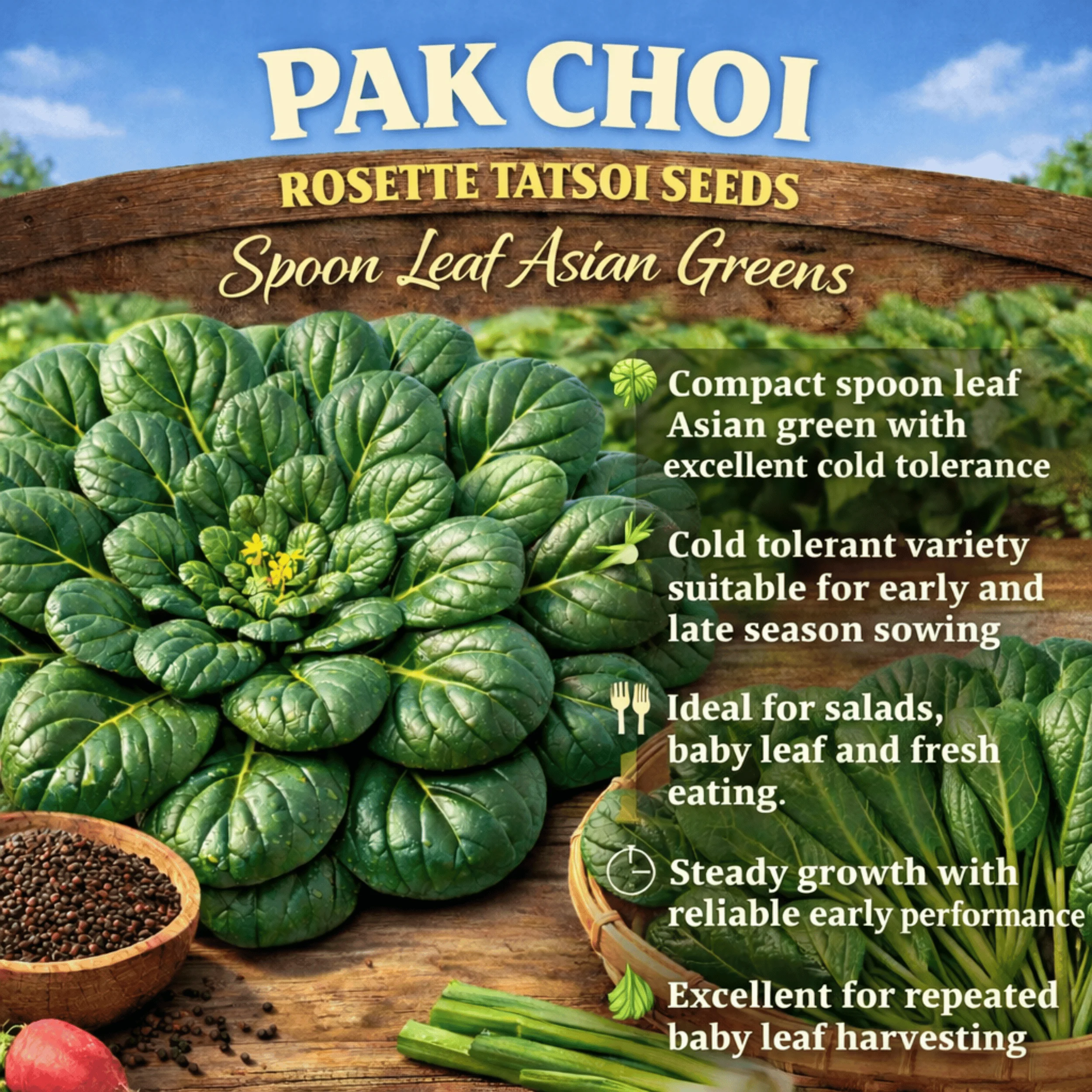 Pak Choi Rosette Tatsoi Seeds