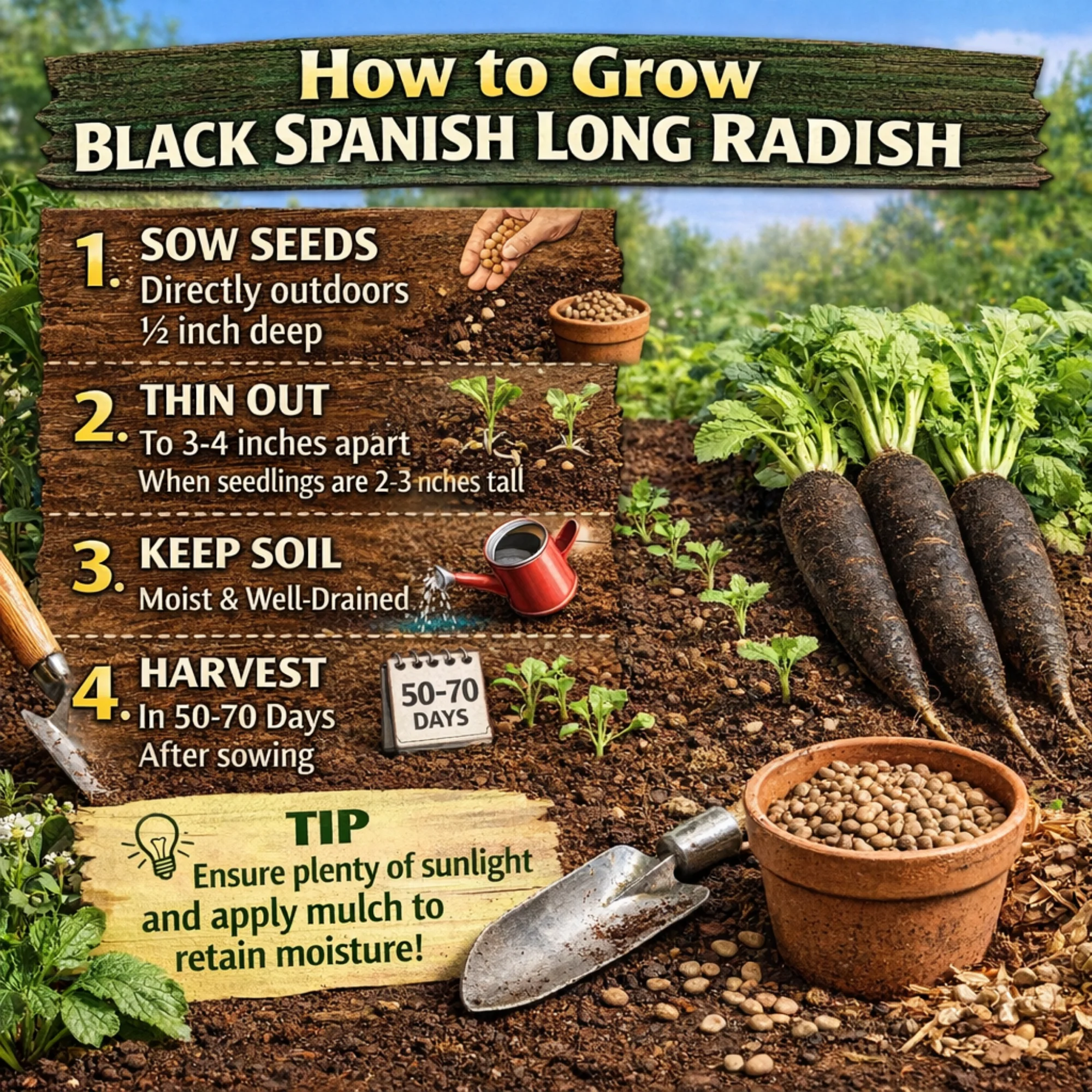Black Spanish Long Radish - Image 3