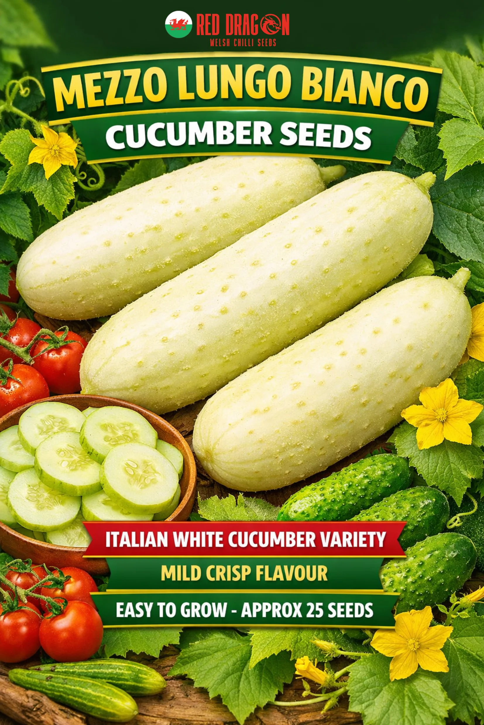 Mezzo Lungo Bianco Cucumber Seeds