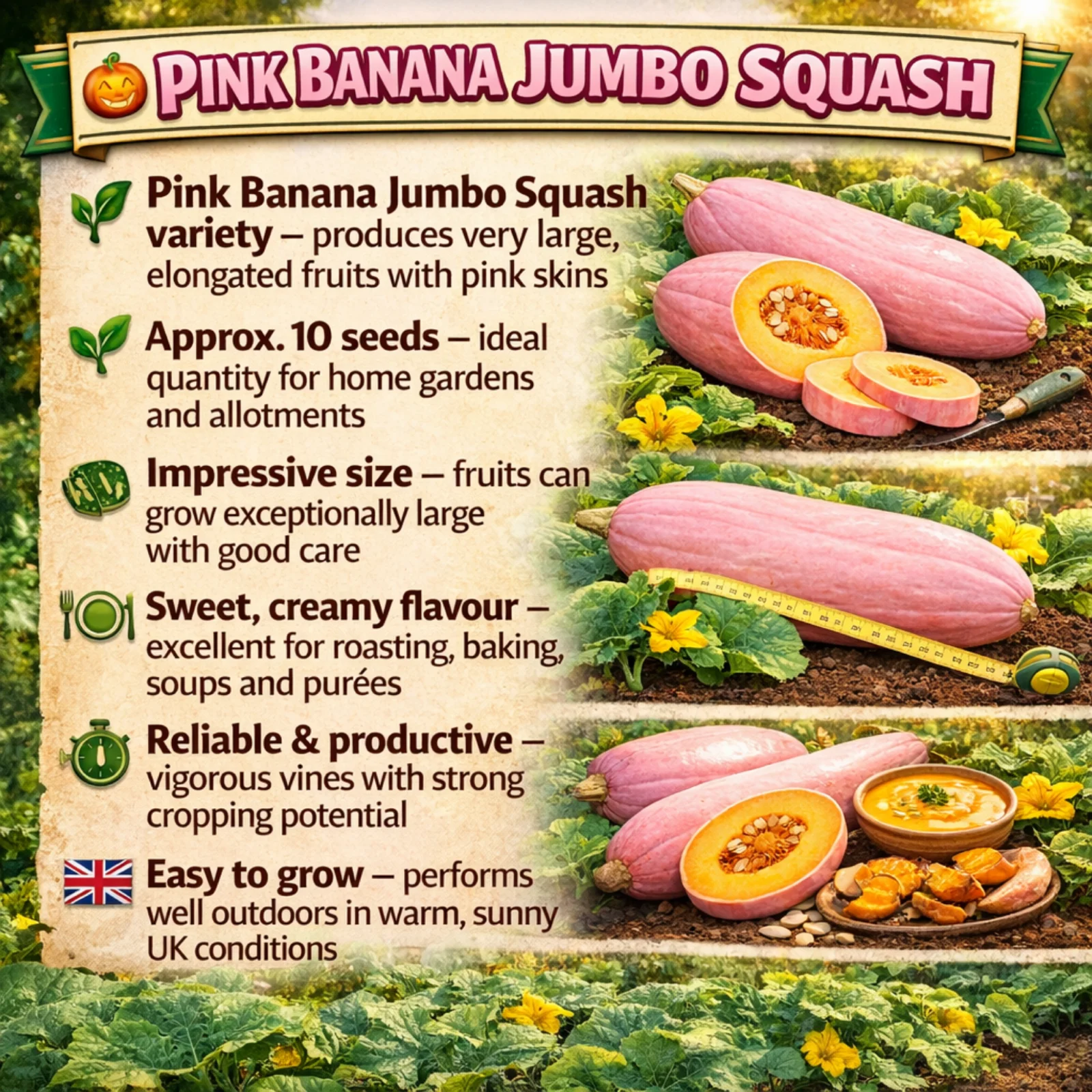 Pink Banana Jumbo Squash Seeds - Image 3