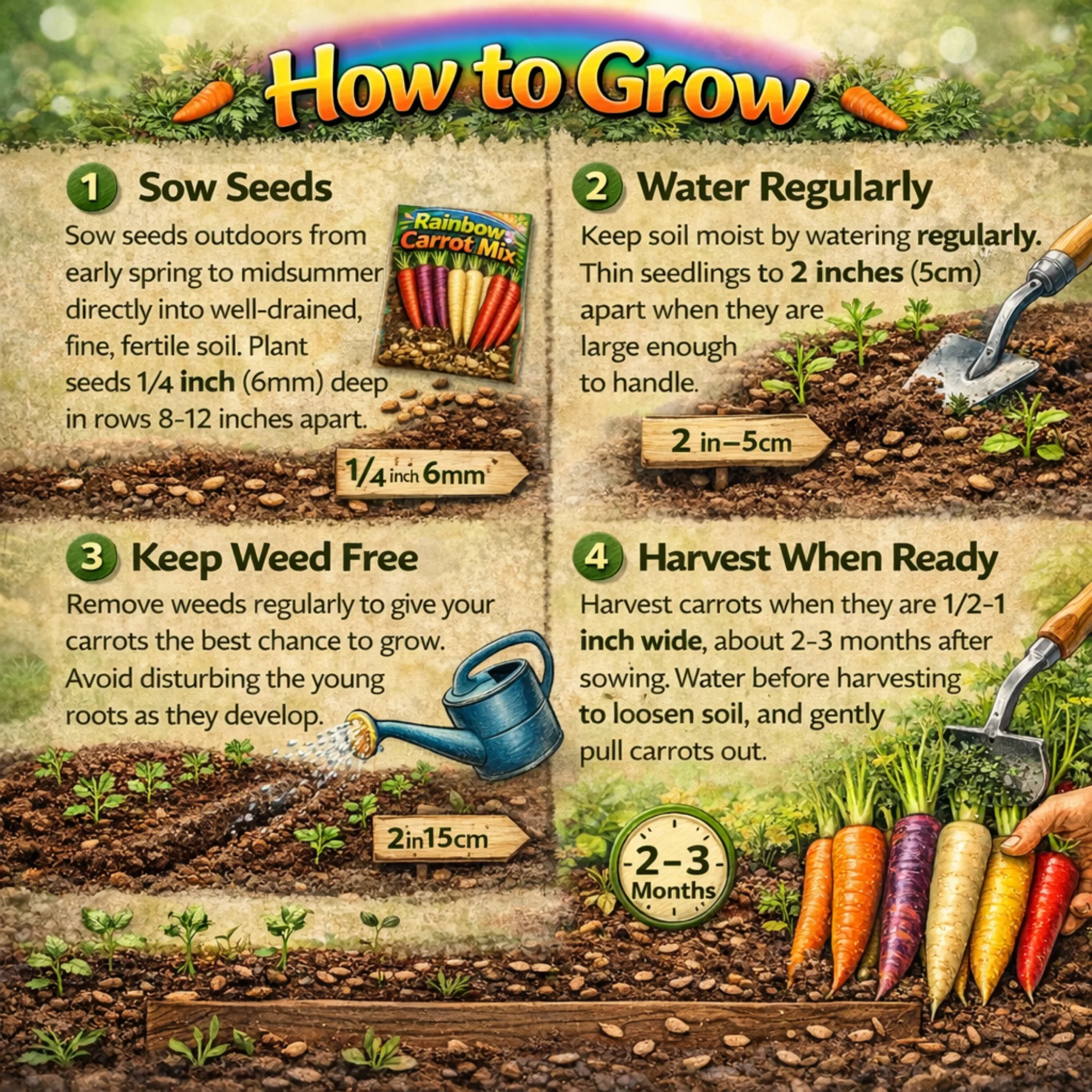 Carrot Rainbow Mix Seeds | Five Colour Carrot Varieties - Image 3